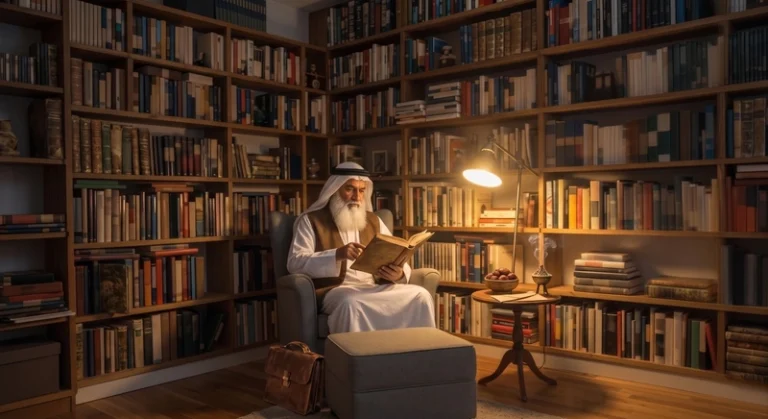 خبير استشاري يجلس في مكتبته لدراسة الحالات وتقديم التقييم بموثوقية وسرية تامة