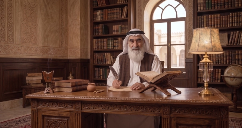 الخبير المعتمد مقدام النجمي في مكتبه يدرس تفاصيل الحالات، خيار موثوق لمن يبحث عن شيخ روحاني للعين والحسد لتقييم التراجع المفاجئ وتوضيح مسار المتابعة